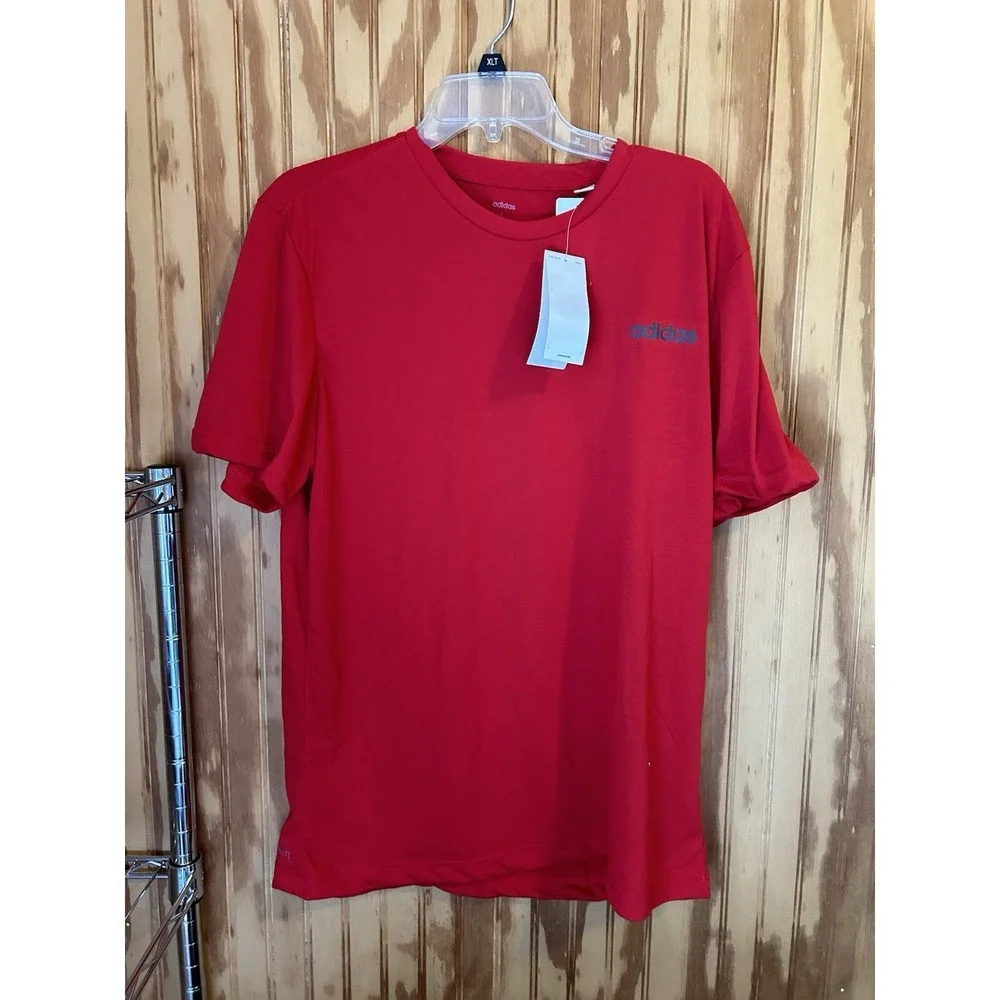 Adidas Mens L Workout Athletic Red Tee T-Shirt Red‎ Short Sleeve NWT